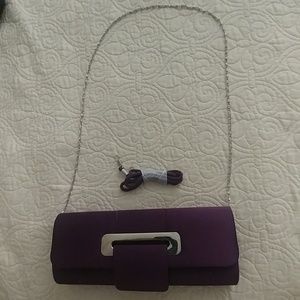 Purple clutch purse with chain